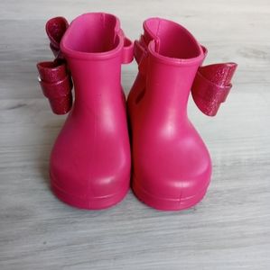 Mini Melissa Pink Bowed Rubber Boots. Size 5.